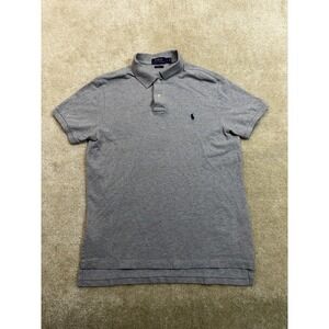 Polo Ralph Lauren Polo Shirt Mens Large Gray Blue Pony Preppy Custom Fit Golf
